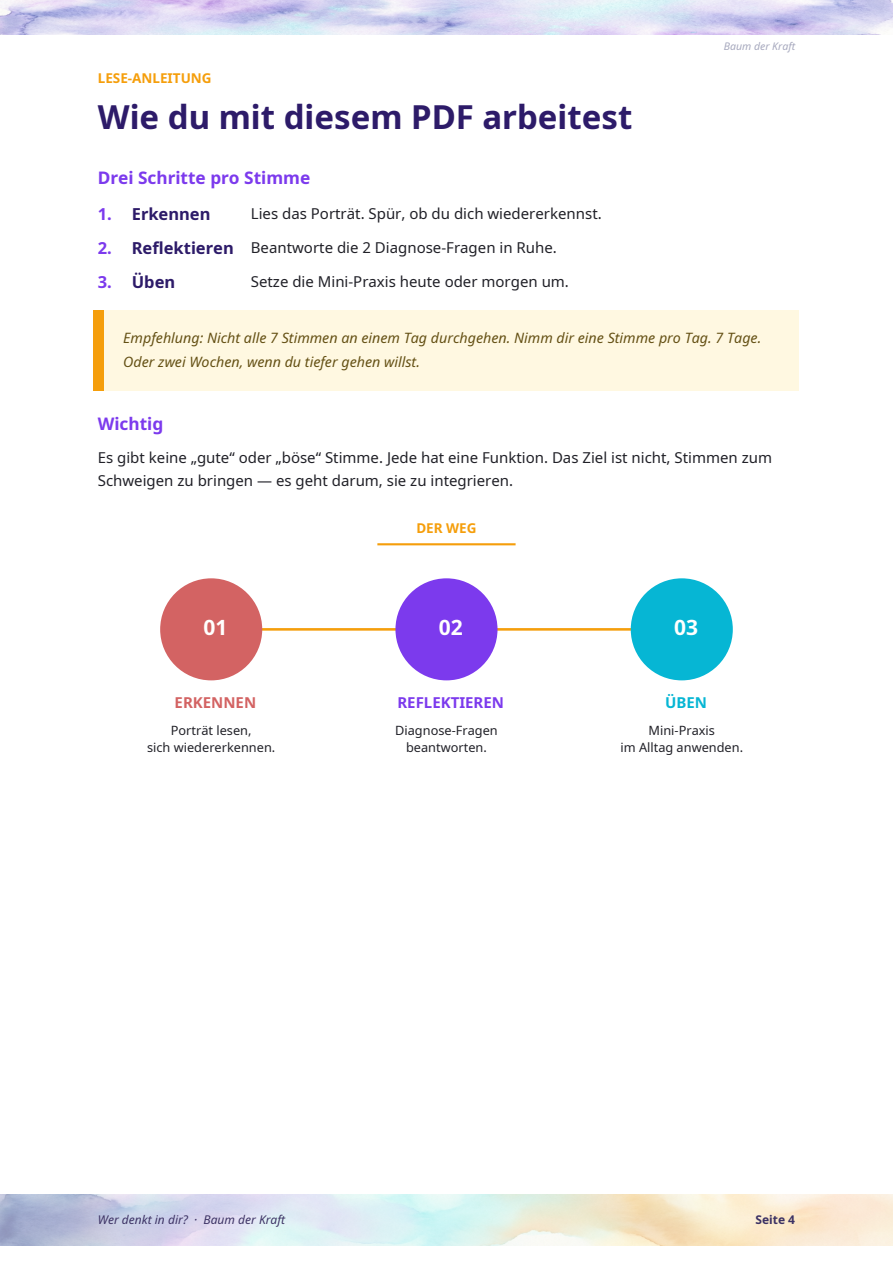 Lese-Anleitung mit 3-Schritt-Infografik